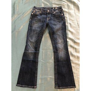 MISS ME Signature Boot Cut Embellished Denim Jeans Size 29 Bling To Perfection